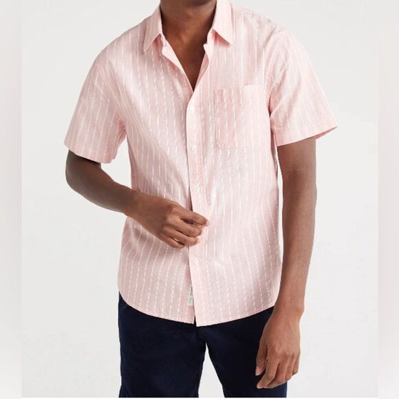 Free Assembly Men's 100% Cotton Dobby Stripe Shirt Short Sleeves Size XXXL - Picture 2 of 8